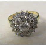 9ct gold cubic zirconia cluster ring size O total weight 3.1 g