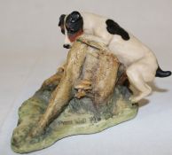 Border Fine Arts Jack Russell terrier & rabbit figurine modelled by Anne Wall 1979