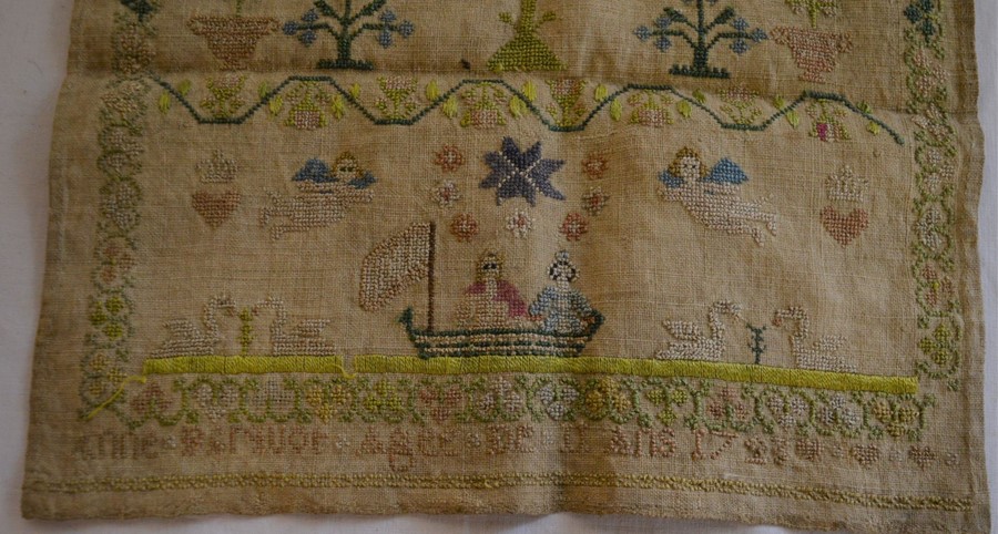 Unframed sampler dated possibly 1723 47cm by 25cm - Image 2 of 3