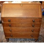 Georgian oak bureau Ht 116cm W 100cm D 53cm