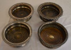 Pair & 2 other silver plate & mahogany 19th century vine decanter coasters