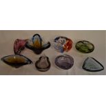 8 coloured glass hand made bowls/ashtrays