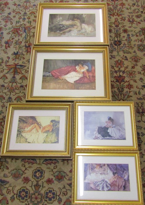 5 framed William Russell Flint prints