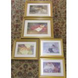 5 framed William Russell Flint prints