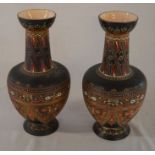 Pair of late 19th century German Mettlach ceramic vases Ht 28cm