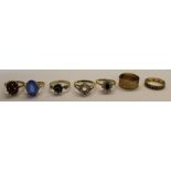 Seven 9ct gold dress rings 14.9 g