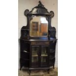 Early 20th century mahogany display cabinet with mirror back Ht 218cm W 122cm D 33cm