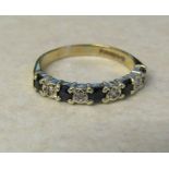 9ct gold sapphire and diamond eternity ring size Q weight 2.8 g