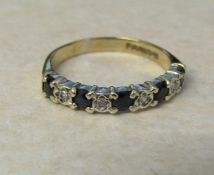 9ct gold sapphire and diamond eternity ring size Q weight 2.8 g