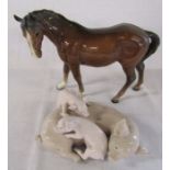 Beswick horse and a Lladro group of pigs