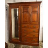 Late Victorian compendium wardrobe with mirror door H 207 cm  L 161 cm