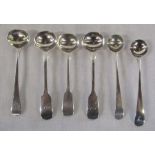 6 assorted silver mustard spoons inc London 1830, 1866 and 1802 total weight 2.14 ozt
