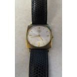9ct gold gents Rotary 21 jewels wrist watch with leather strap