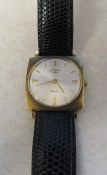 9ct gold gents Rotary 21 jewels wrist watch with leather strap