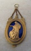 9ct gold and enamel religious pendant, weight 10.5 g L 6 cm (inc chain)