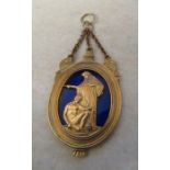 9ct gold and enamel religious pendant, weight 10.5 g L 6 cm (inc chain)