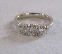 3 stone diamond & platinum ring approximately 1.5ct size M