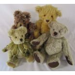 4 collectable teddy bears - Mother hubbard H 35 cm, Otto 24 cm, Bearability by Kim H 26 cm and