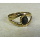 Tested as 9ct gold tigers eye ring size M/N total weight 2 g