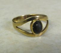 Tested as 9ct gold tigers eye ring size M/N total weight 2 g