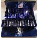 Boxed St Andrews cut glass set of 6 whisky tumblers and wine glasses