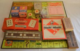 Various gaming items including Monopoly