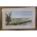 Framed watercolour by Lincolnshire artist John Brookes 'View of Alford' signed and dated 1976 50