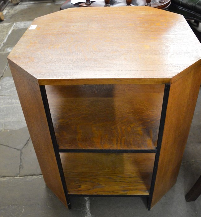 1930s oak Art Deco style octagonal occasional table 59cm high x 55cm wide - Image 3 of 3