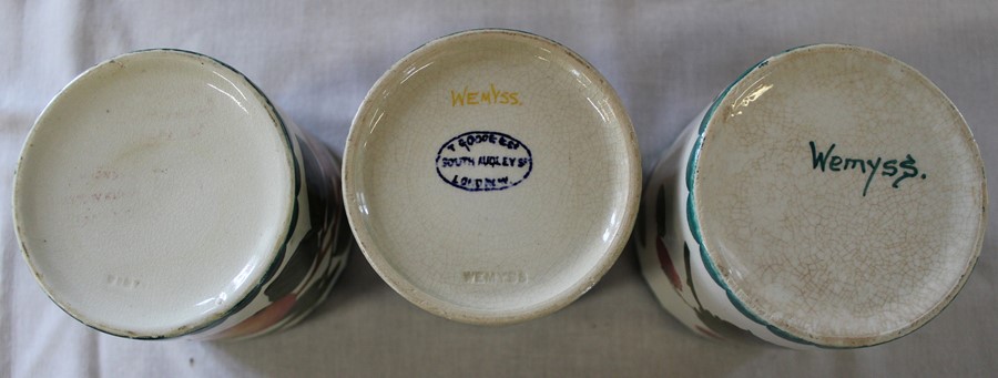 3 Wemyss pottery lidded preserve pots with orange (possible restoration to lid), raspberry & apple - Image 3 of 3