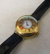 18ct gold demi hunter wrist watch Birmingham 1909 15 jewels, Dennison Watch Case co no A21846,