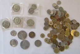 Two dollar US coin 1996, Half dollar coins 1967, 68, 69 and 71, one dollar 1972, quarter dollar