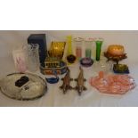 Various glass ware including Bohemia, Caithness, crocodile nut crackers etc