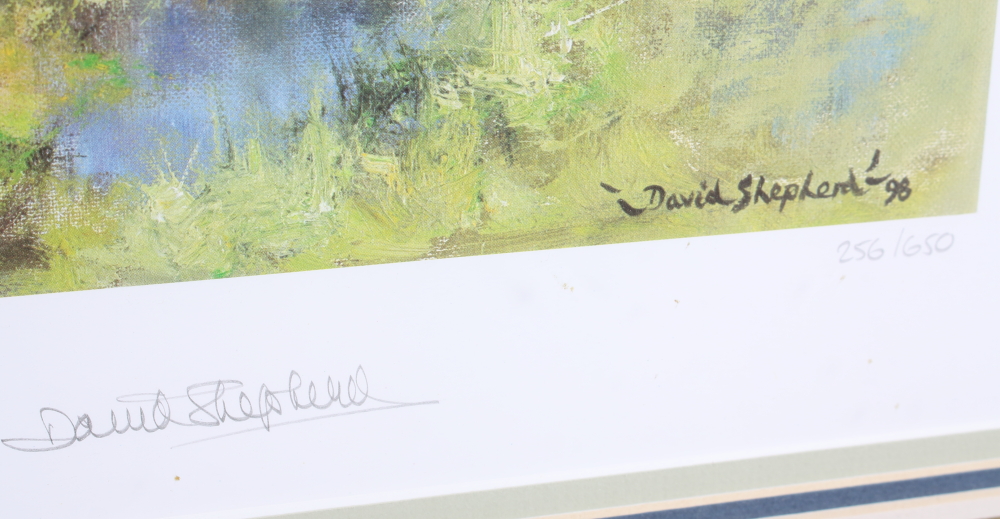 David Shepherd: a limited edition print, "The Prince of Rannoch Moor" landscape with stag and doe, - Image 4 of 5