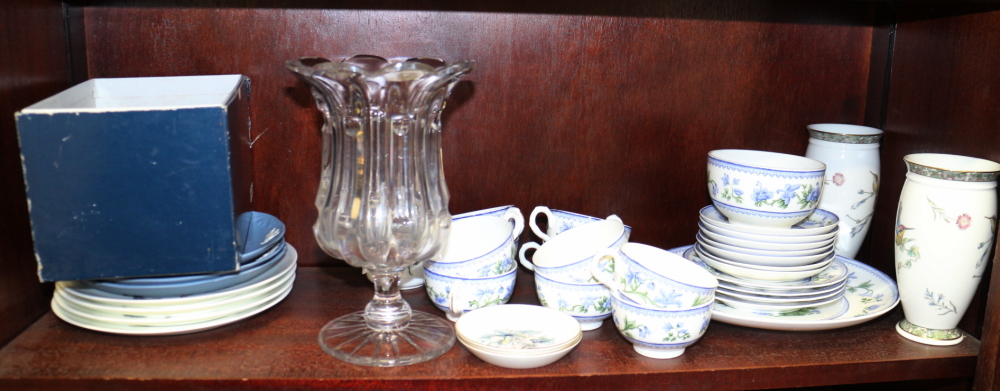 A Worcester floral decorated part teaset, a Wedgwood commemorative mug, by Richard Guyatt, three