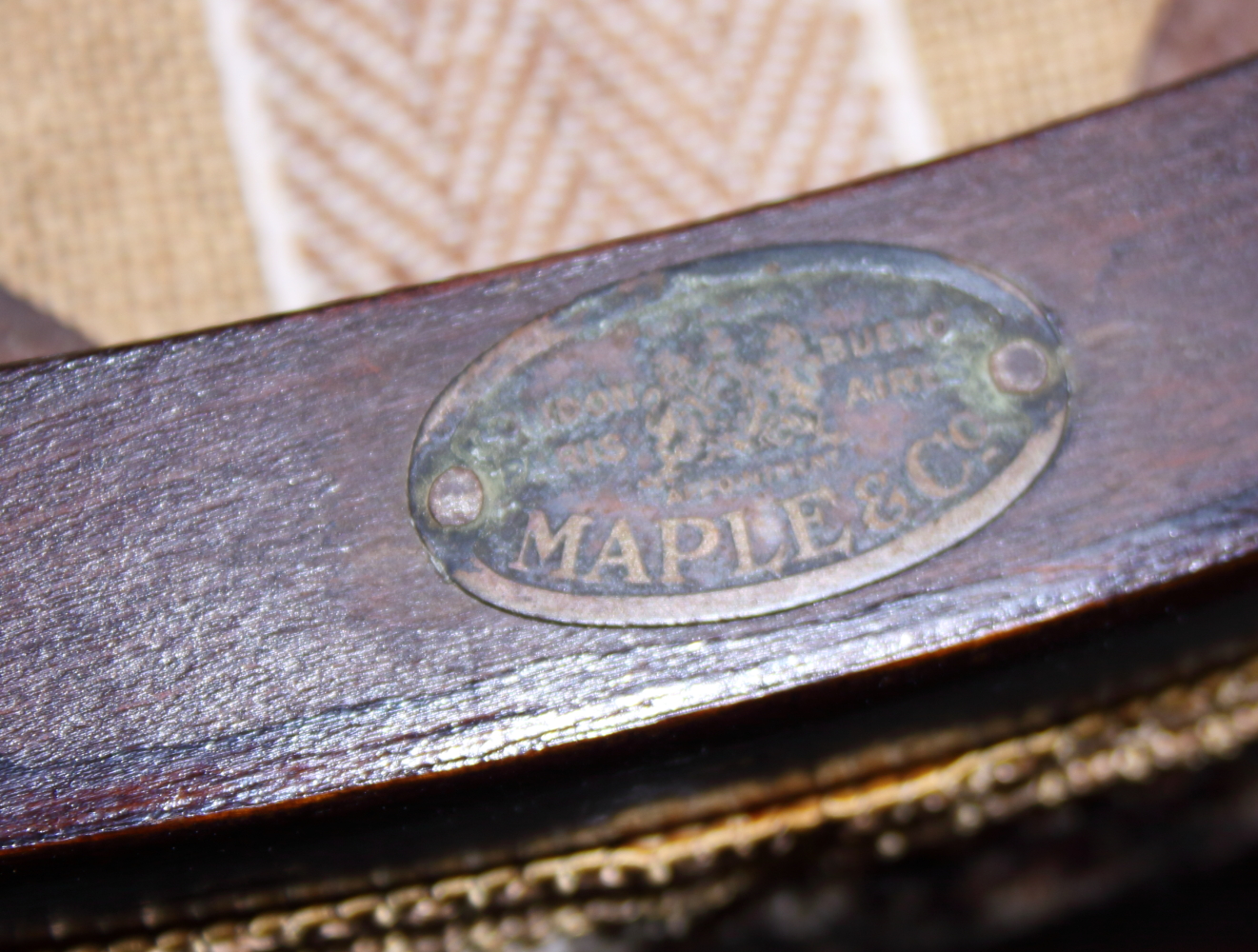 A pair of Maples carved walnut loop back side chairs with stuffed over seats, on cabriole - Image 2 of 4