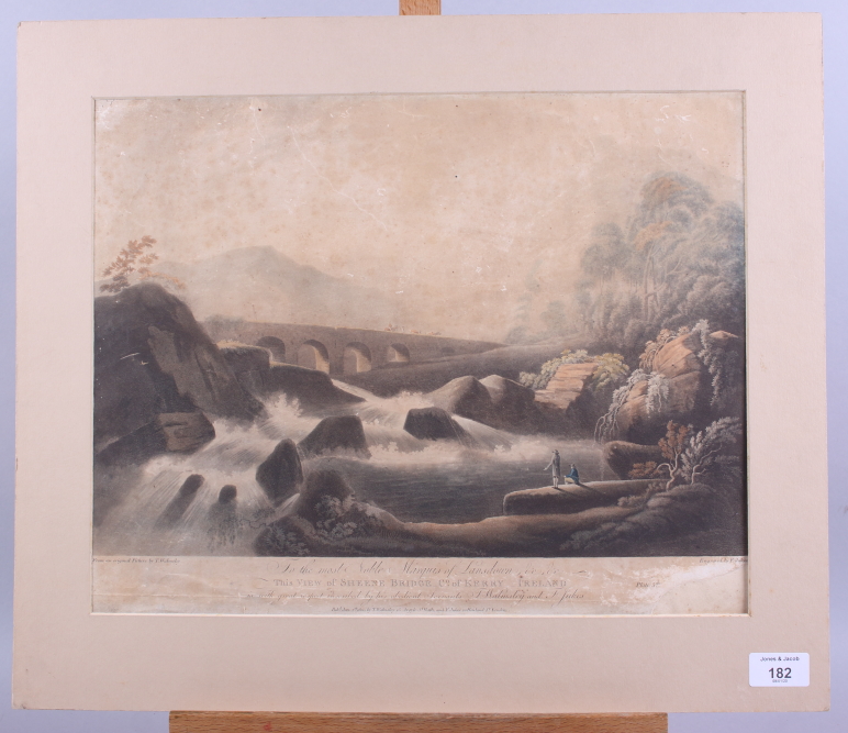 A set of three early 19th century hand-coloured engravings, "Bowness, Lake Windermere", "Vale of