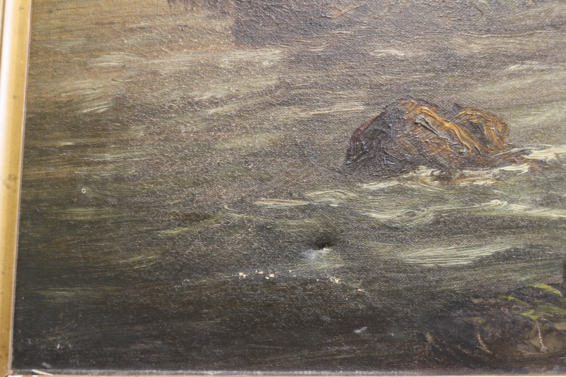 A pair of late 19th century oils on canvas, mountainous landscape with lake and river, 21" x 29", in - Image 7 of 15