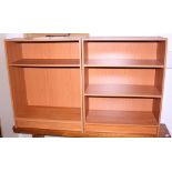 A pair of modern two-shelf bookcases, 27" wide