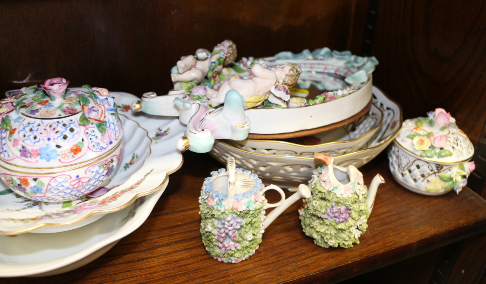 A quantity of mostly Continental china including a mirror, decorated cherubs, a Dresden dish, - Image 2 of 2