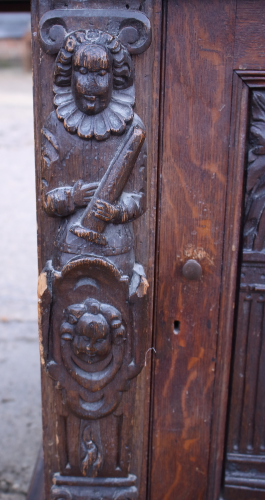 *A partners Victorian oak double pedestal desk with green leather tooled lined top, the pedestals - Image 4 of 21