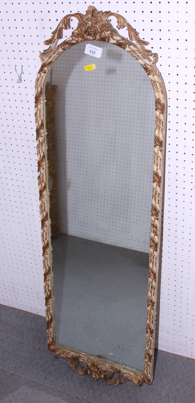 A rectangular gilt framed wall mirror, plate 18" x 15 1/2", a bevelled wall mirror in moulded walnut - Image 2 of 2