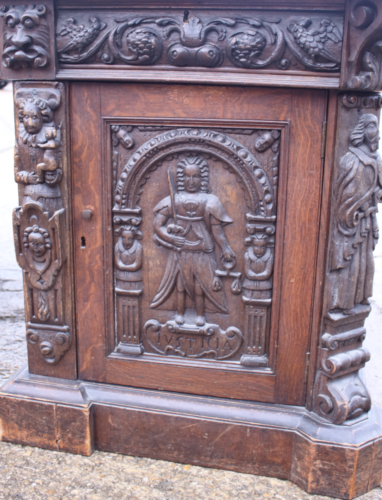 *A partners Victorian oak double pedestal desk with green leather tooled lined top, the pedestals - Image 10 of 21