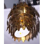 A modern gilt metal hanging light