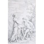Salvator Rosa: a 17th century etching and engraving, "Apollo and Cumaean Sibyl", 13 1/2" x 8 1/2",