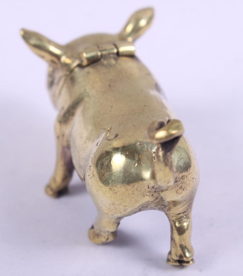 A brass vesta case, formed as a pig - Image 4 of 4