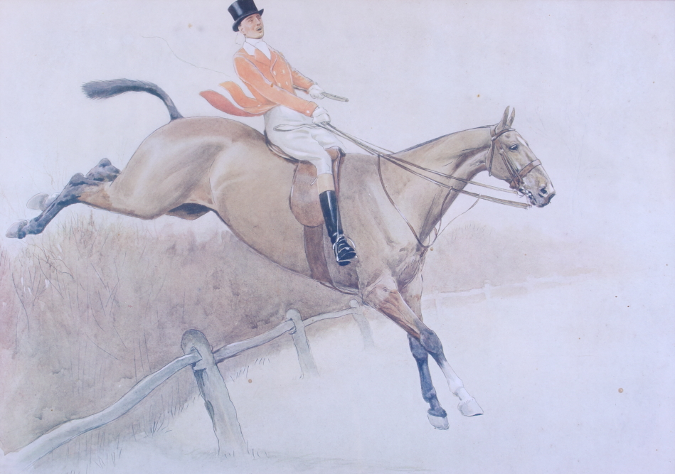 A pair of Cecil Aldin prints: mounted huntsmen, in ebonised strip frames - Image 4 of 4