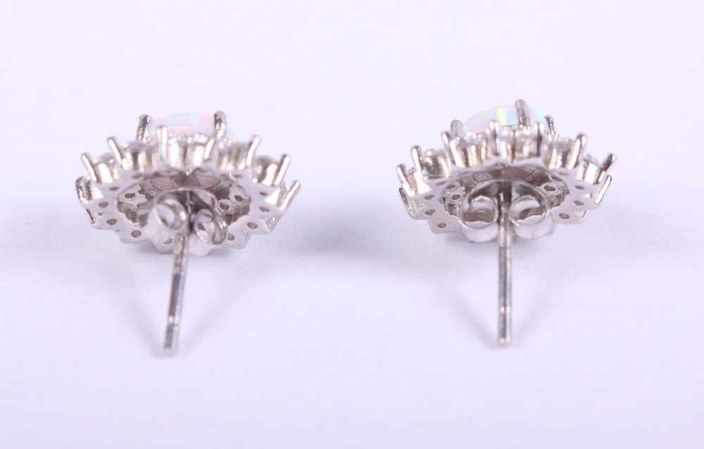 A pair of opal and cubic zirconia ear studs - Image 2 of 2