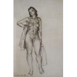 Russell Flint: a print of a nude woman, in white and gilt frame, Paul Gaisford: two loose prints,