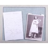 A signed hand-written letter from the mezzo-soprano Pauline Viardott and a photograph of her as
