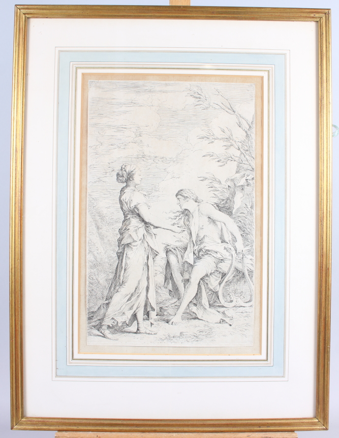 Salvator Rosa: a 17th century etching and engraving, "Apollo and Cumaean Sibyl", 13 1/2" x 8 1/2", - Image 2 of 2
